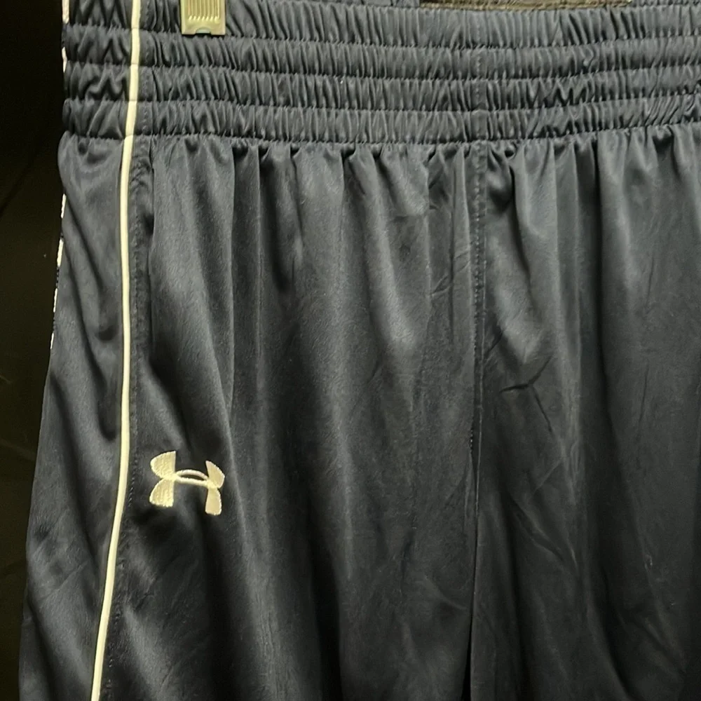 UNDER Armour- navy blue and white polyester athletic shorts